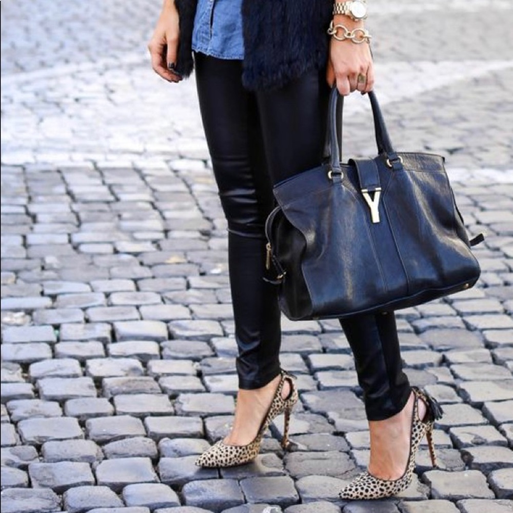 ZARA Tuxedo Vegan Leather Leggings